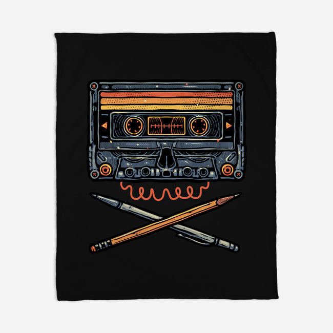 Crossbone Cassette-None-Fleece-Blanket-glitchygorilla