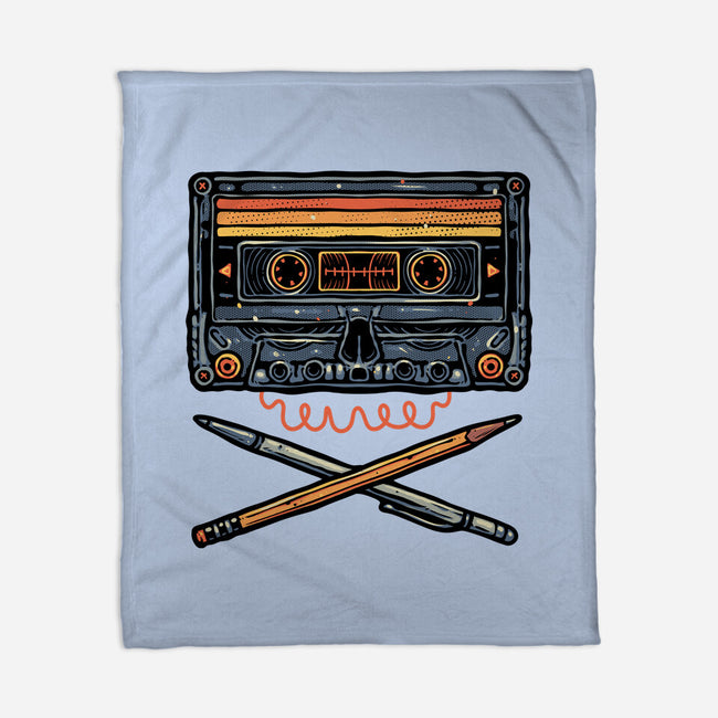 Crossbone Cassette-None-Fleece-Blanket-glitchygorilla