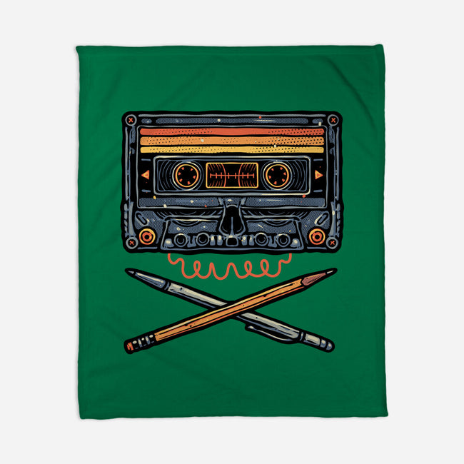 Crossbone Cassette-None-Fleece-Blanket-glitchygorilla