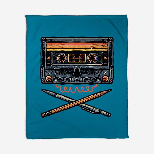 Crossbone Cassette-None-Fleece-Blanket-glitchygorilla