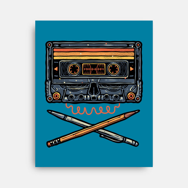 Crossbone Cassette-None-Stretched-Canvas-glitchygorilla