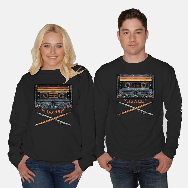Crossbone Cassette-Unisex-Crew Neck-Sweatshirt-glitchygorilla