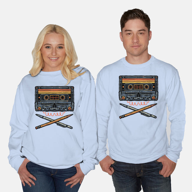Crossbone Cassette-Unisex-Crew Neck-Sweatshirt-glitchygorilla