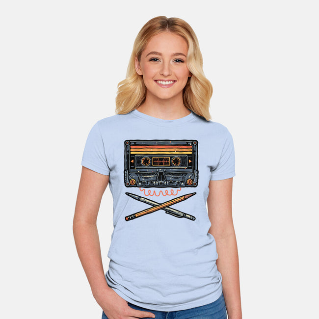 Crossbone Cassette-Womens-Fitted-Tee-glitchygorilla