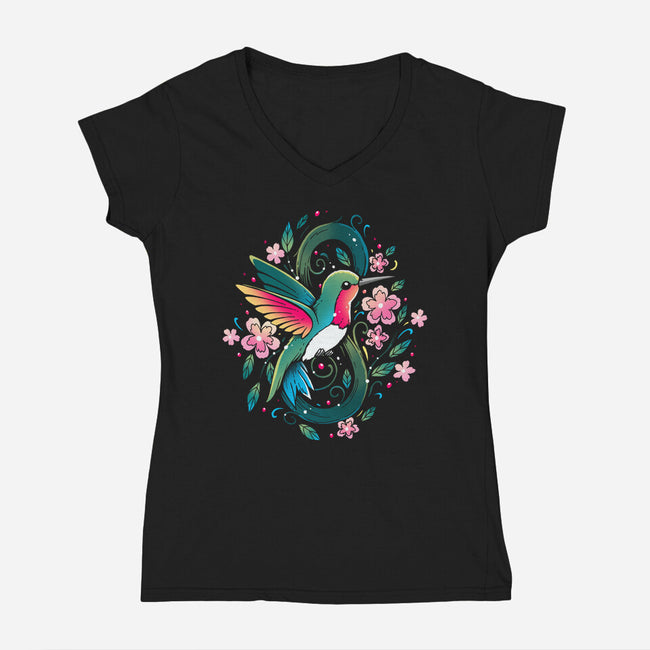 Humming Bird Infinity-Womens-V-Neck-Tee-Vallina84