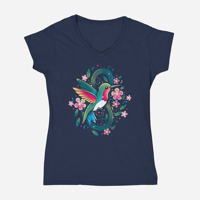 Humming Bird Infinity-Womens-V-Neck-Tee-Vallina84