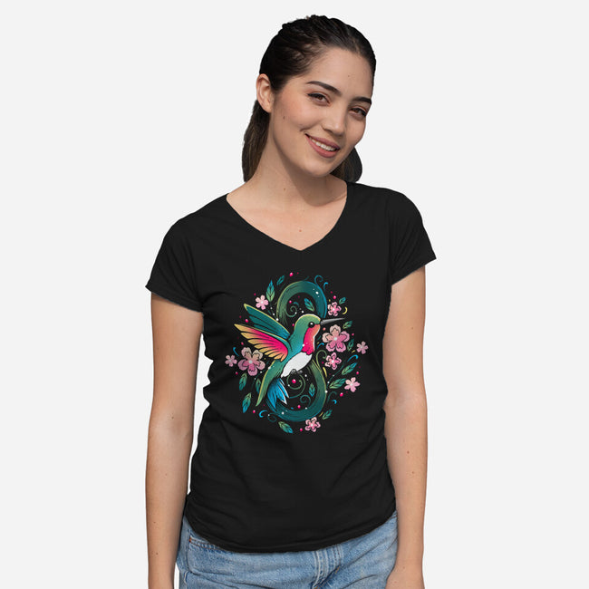 Humming Bird Infinity-Womens-V-Neck-Tee-Vallina84