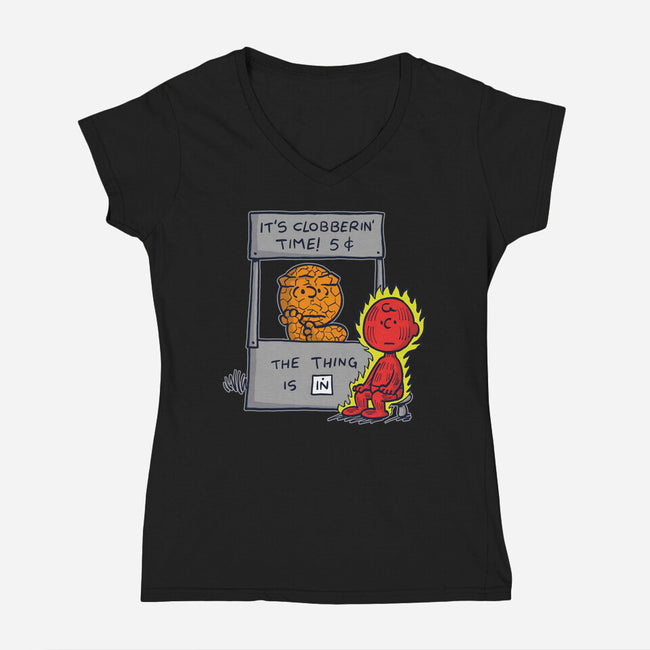 Fantastic Help-Womens-V-Neck-Tee-Barbadifuoco