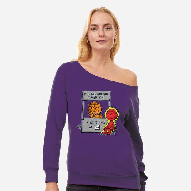 Fantastic Help-Womens-Off Shoulder-Sweatshirt-Barbadifuoco