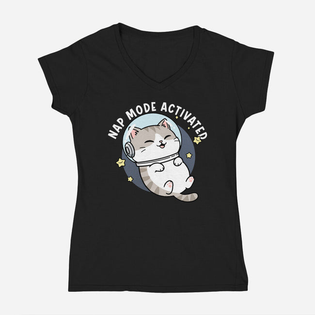 Zero‑Gravity Snooze-Womens-V-Neck-Tee-Lorets