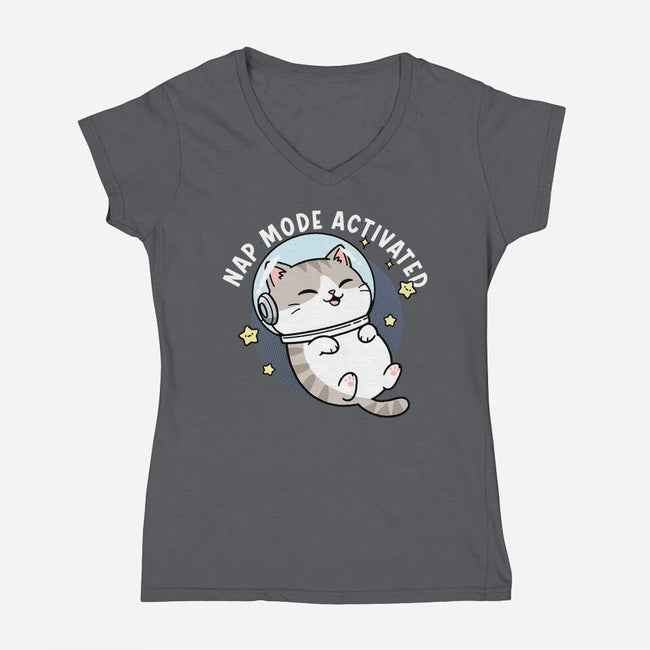 Zero‑Gravity Snooze-Womens-V-Neck-Tee-Lorets