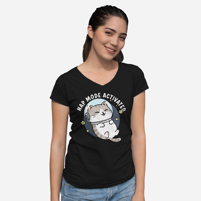 Zero‑Gravity Snooze-Womens-V-Neck-Tee-Lorets