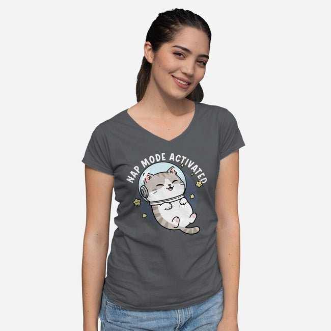 Zero‑Gravity Snooze-Womens-V-Neck-Tee-Lorets