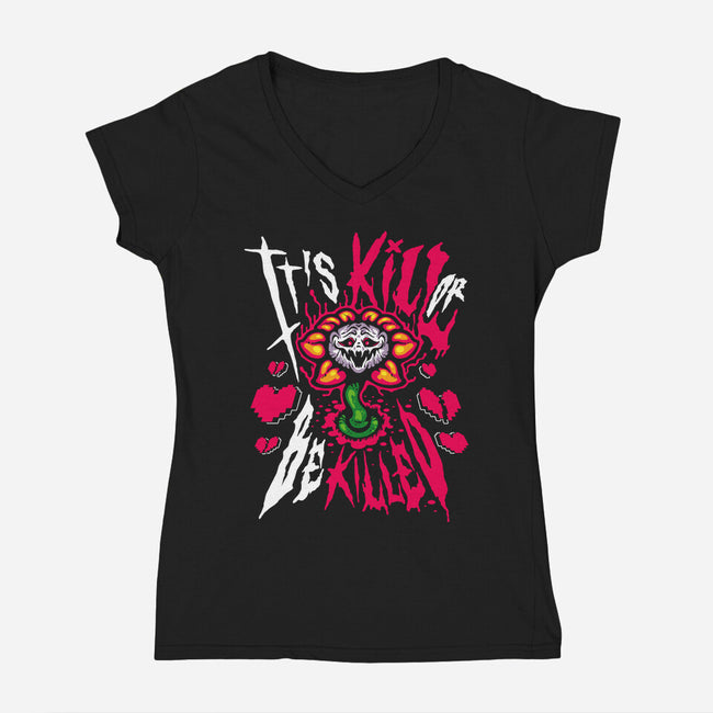 Kill Or Be Killed-Womens-V-Neck-Tee-demonigote