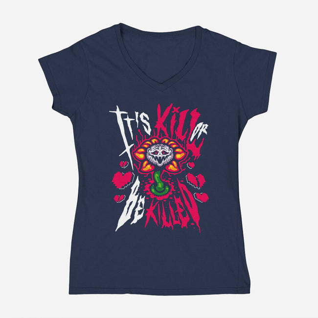 Kill Or Be Killed-Womens-V-Neck-Tee-demonigote