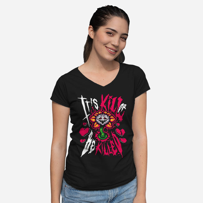 Kill Or Be Killed-Womens-V-Neck-Tee-demonigote
