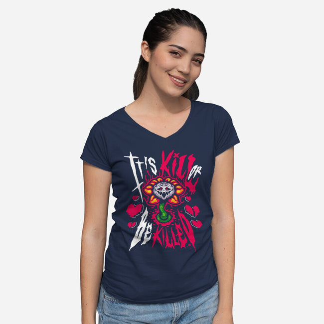Kill Or Be Killed-Womens-V-Neck-Tee-demonigote