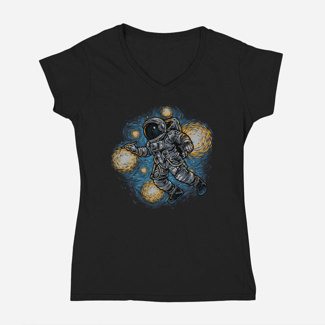 Painting The Galaxy-Womens-V-Neck-Tee-glitchygorilla