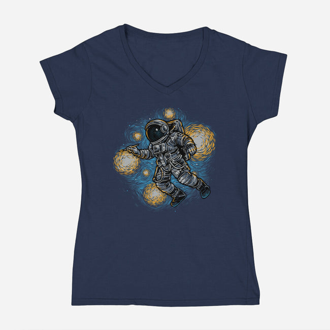 Painting The Galaxy-Womens-V-Neck-Tee-glitchygorilla