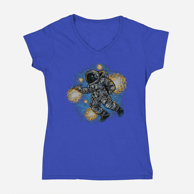 Painting The Galaxy-Womens-V-Neck-Tee-glitchygorilla