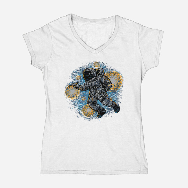 Painting The Galaxy-Womens-V-Neck-Tee-glitchygorilla