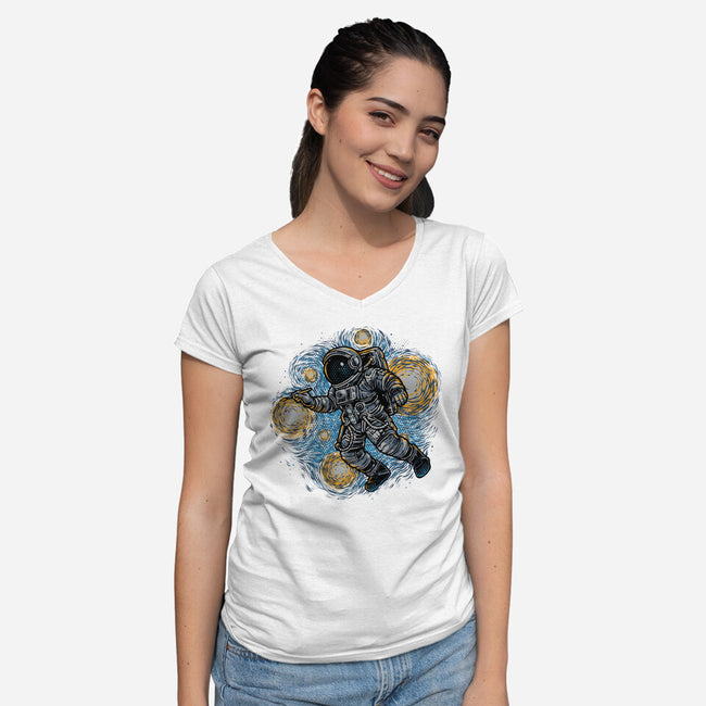 Painting The Galaxy-Womens-V-Neck-Tee-glitchygorilla