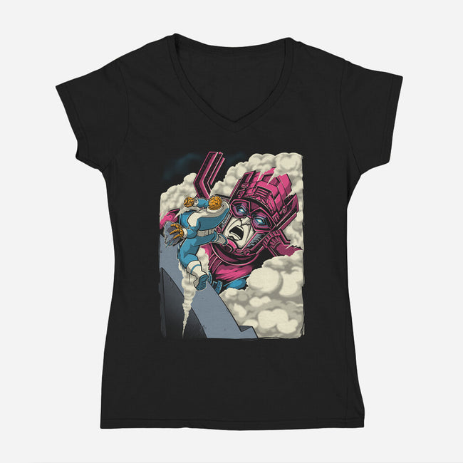 Clobbering On Titan-Womens-V-Neck-Tee-Betmac