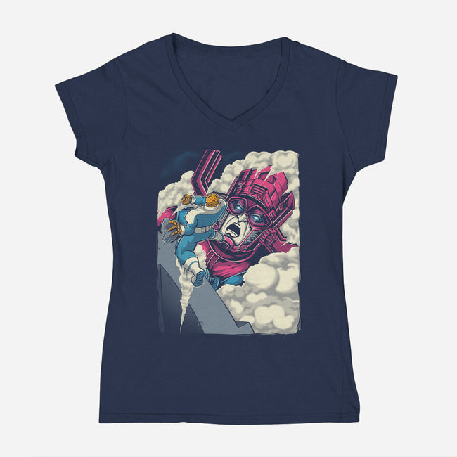 Clobbering On Titan-Womens-V-Neck-Tee-Betmac