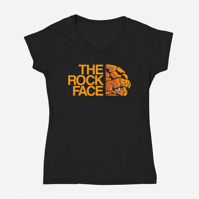 The Rock Face-Womens-V-Neck-Tee-Barbadifuoco