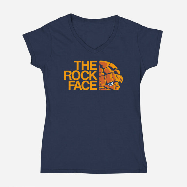 The Rock Face-Womens-V-Neck-Tee-Barbadifuoco
