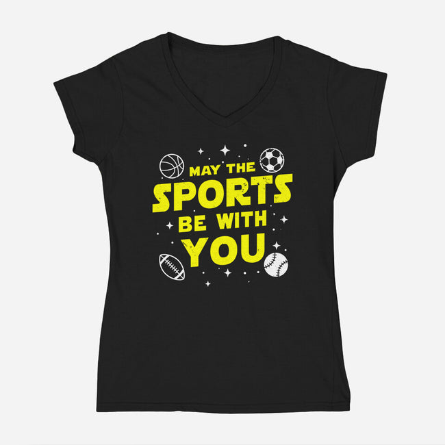 May The Sports Be With You-Womens-V-Neck-Tee-Boggs Nicolas