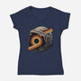 The Space Is Calling-Womens-V-Neck-Tee-glitchygorilla