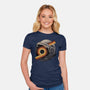 The Space Is Calling-Womens-Fitted-Tee-glitchygorilla