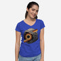 The Space Is Calling-Womens-V-Neck-Tee-glitchygorilla