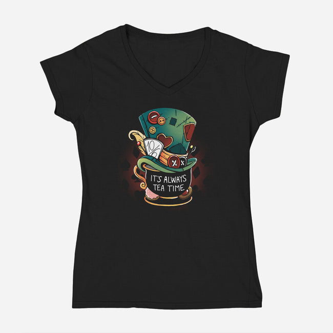 It's Always Tea Time-Womens-V-Neck-Tee-Vallina84