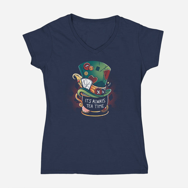 It's Always Tea Time-Womens-V-Neck-Tee-Vallina84