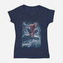 The Spider Over The City-Womens-V-Neck-Tee-zascanauta