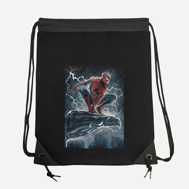 The Spider Over The City-None-Drawstring-Bag-zascanauta