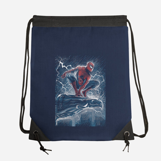 The Spider Over The City-None-Drawstring-Bag-zascanauta