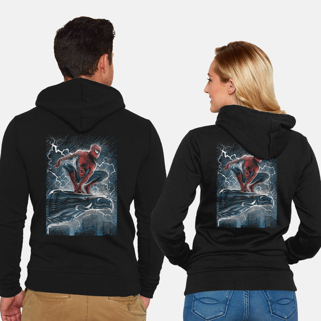 The Spider Over The City-Unisex-Zip-Up-Sweatshirt-zascanauta