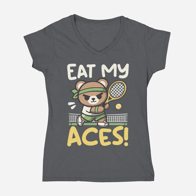 Eat My Aces-Womens-V-Neck-Tee-NemiMakeit