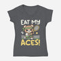 Eat My Aces-Womens-V-Neck-Tee-NemiMakeit