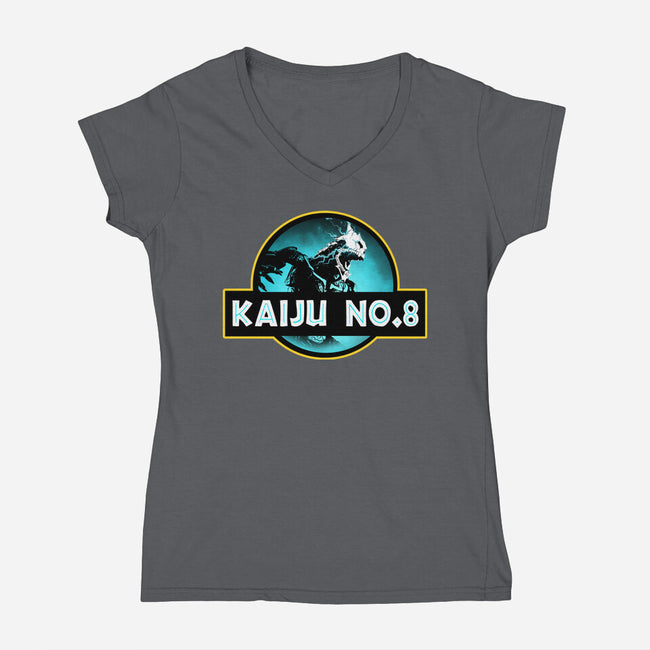 Kaiju Number Eight-Womens-V-Neck-Tee-Wookie Mike
