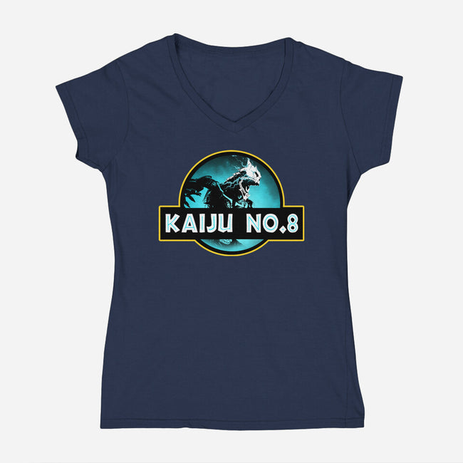 Kaiju Number Eight-Womens-V-Neck-Tee-Wookie Mike