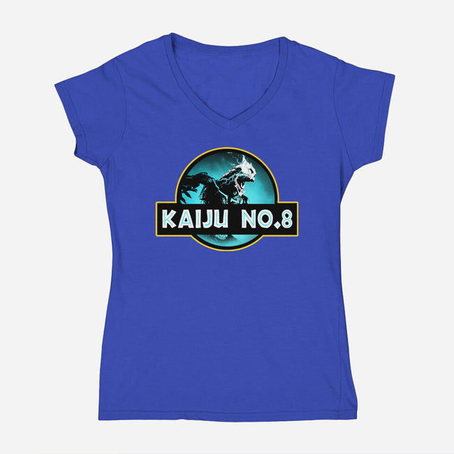 Kaiju Number Eight-Womens-V-Neck-Tee-Wookie Mike
