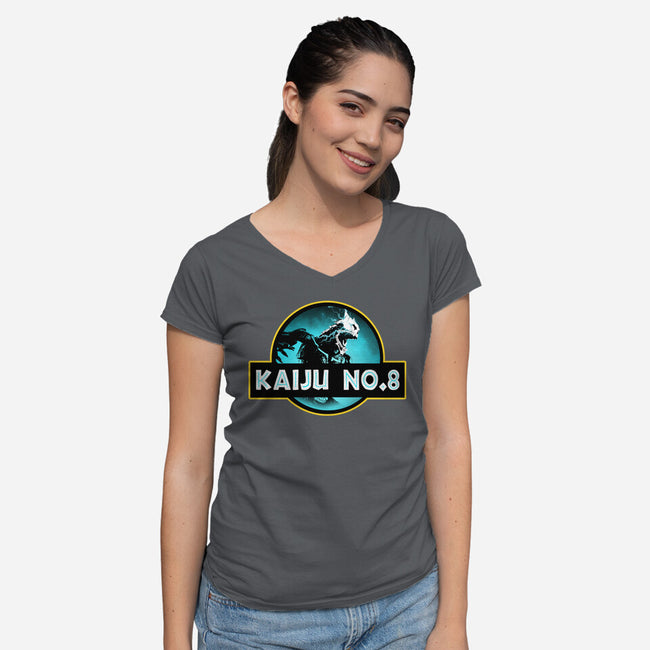 Kaiju Number Eight-Womens-V-Neck-Tee-Wookie Mike