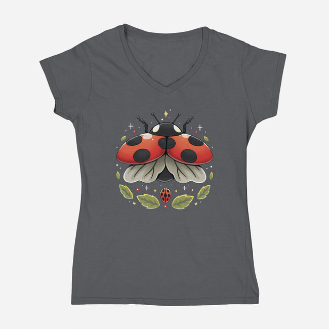 Ladybug Magic-Womens-V-Neck-Tee-Vallina84