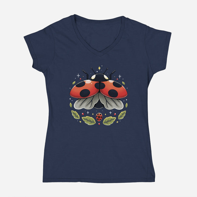 Ladybug Magic-Womens-V-Neck-Tee-Vallina84
