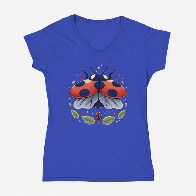 Ladybug Magic-Womens-V-Neck-Tee-Vallina84