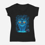 Blue Demon Cat-Womens-V-Neck-Tee-rmatix